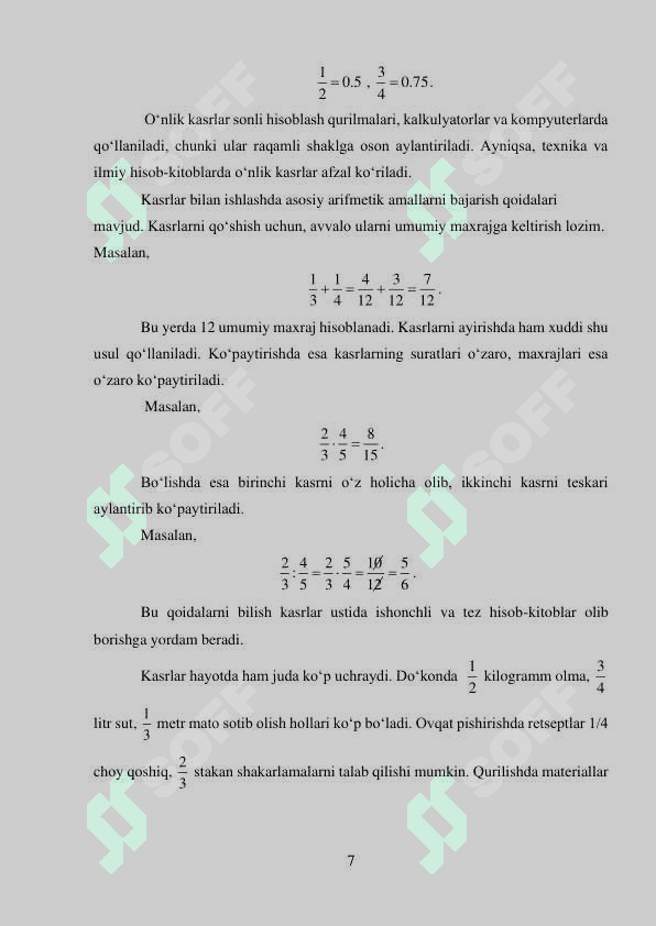 Kasrlarni taqqoslash 6