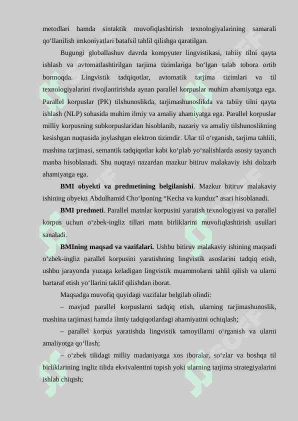 “Oʻzbek-ingliz parallel korpusini yaratishning lingvistik asoslari” mavzusida 4