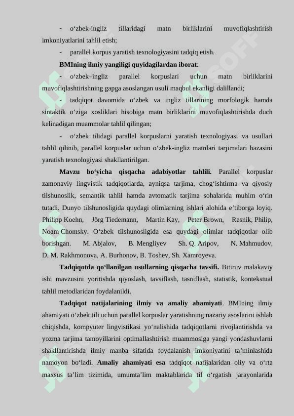 “Oʻzbek-ingliz parallel korpusini yaratishning lingvistik asoslari” mavzusida 5