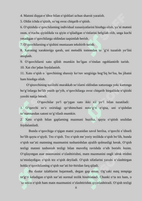 O‘QISH DARSLARIDA ERTAK O‘TISH USLUBIYOTI 8