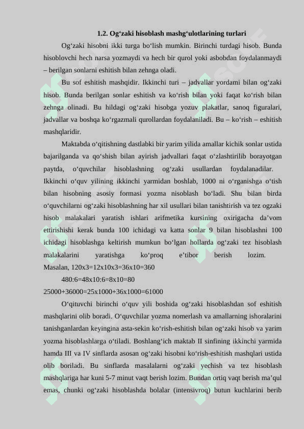 BOSHLANG‘ICH SINFLARDA MATEMATIKADAN OG‘ZAKI HISOBLASHGA O‘RGATISH METODIKASI” (3-4-sinflar misolida) 8
