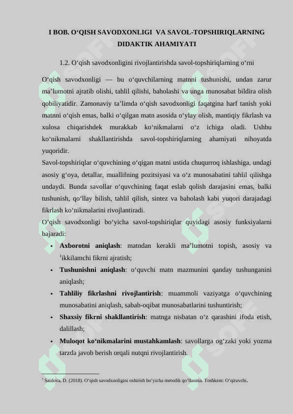 O’QISH SAVODXONLIGI DARSLARIDA SAVOL-TOPSHIRIQLAR USTIDA ISHLASH METODIKASI 5