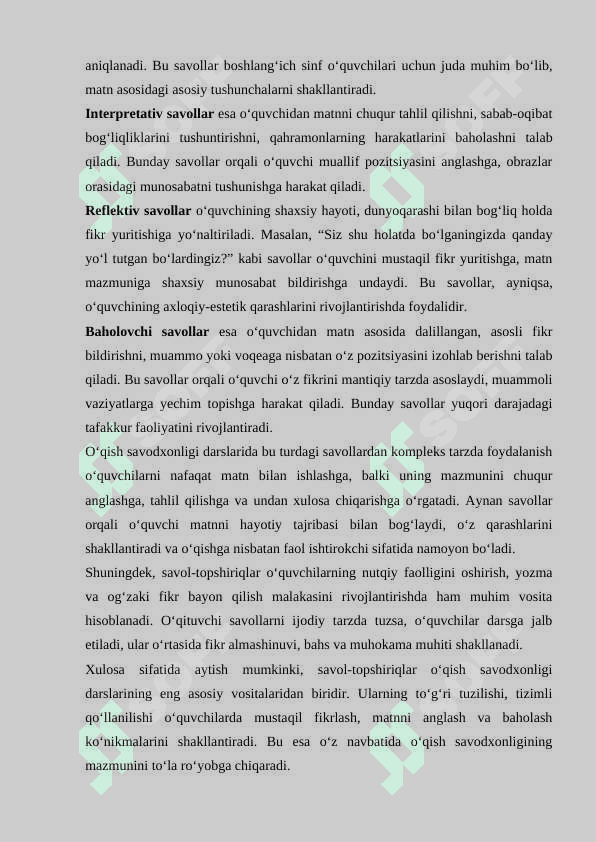 O’QISH SAVODXONLIGI DARSLARIDA SAVOL-TOPSHIRIQLAR USTIDA ISHLASH METODIKASI 8