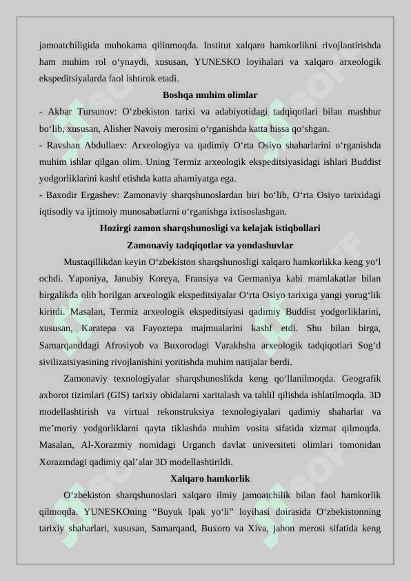 O‘zbekiston sharqshunos tarixchilari ma'ruza 4