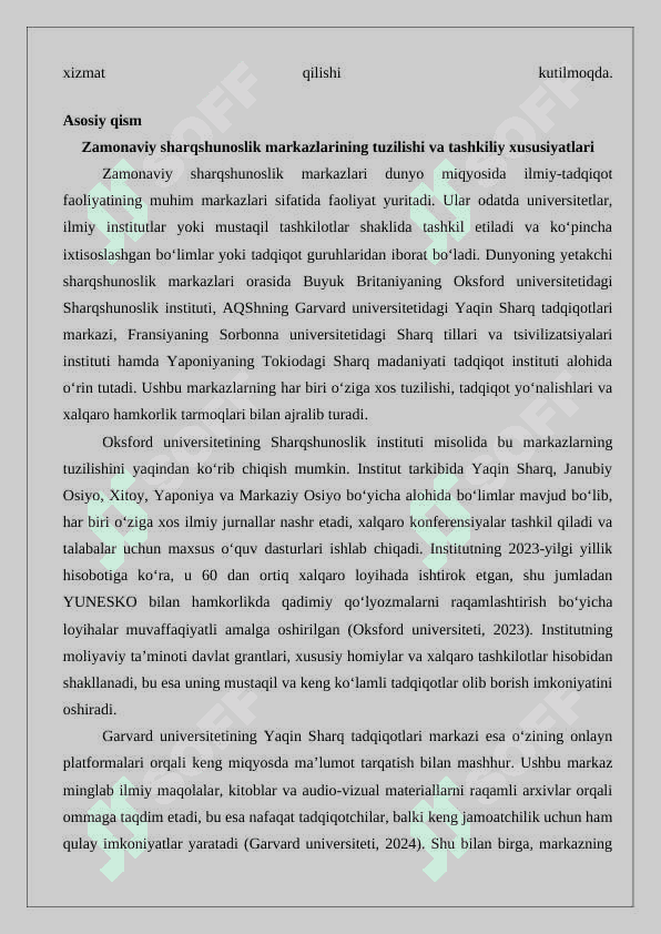 Zamonaviy sharqshunoslik markazlari maqola 3