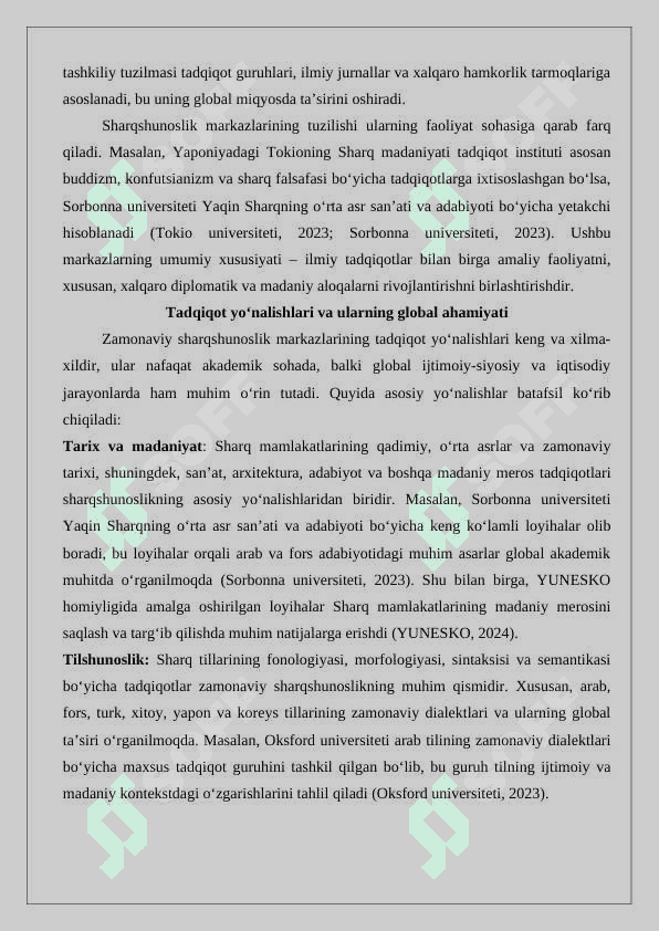 Zamonaviy sharqshunoslik markazlari maqola 4