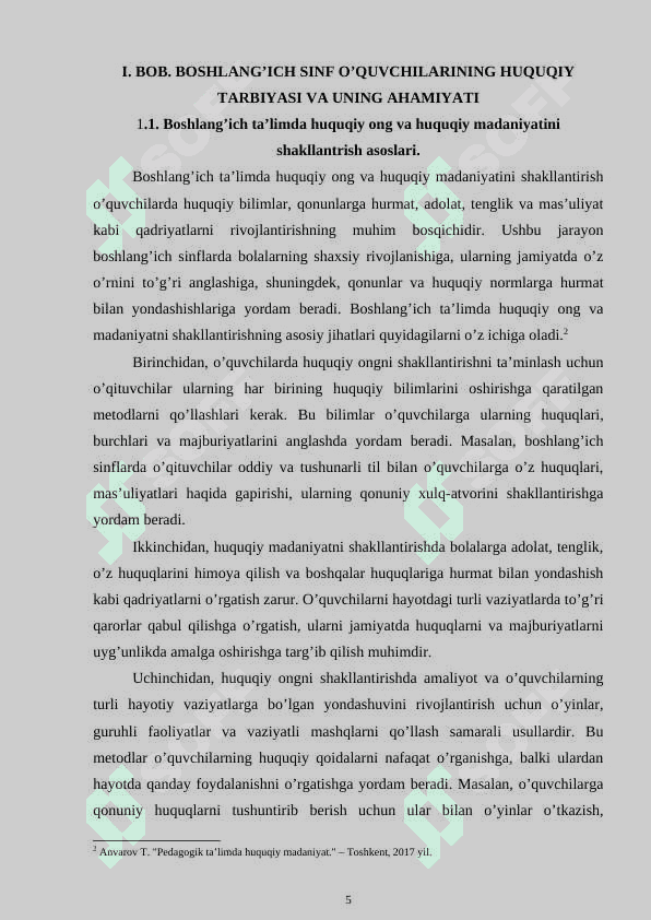 Boshlang’ich sinf o’quvchilarining huquqiy tarbiyasi 5