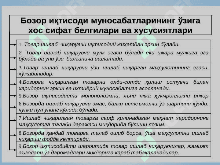 О‘ZBEKISTONDA IQTISODIY ISLOHOTLARNING  AMALGA OSHIRILISHI, BOZOR MUNOSABATLARINING SHAKLLANISHI 2