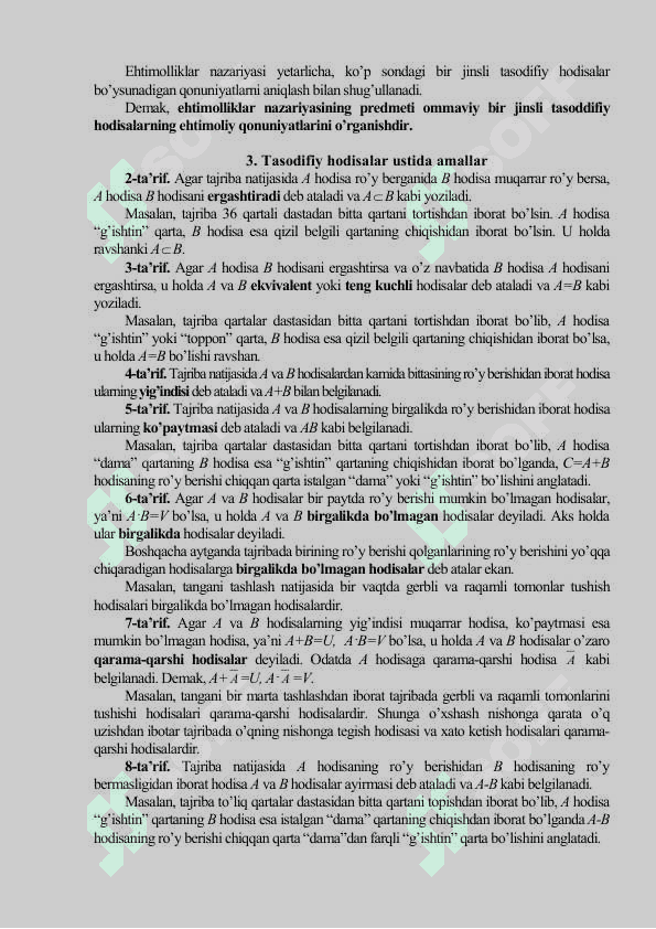Ehtimolliklar nazariyasining asosiy tushunchalari 4