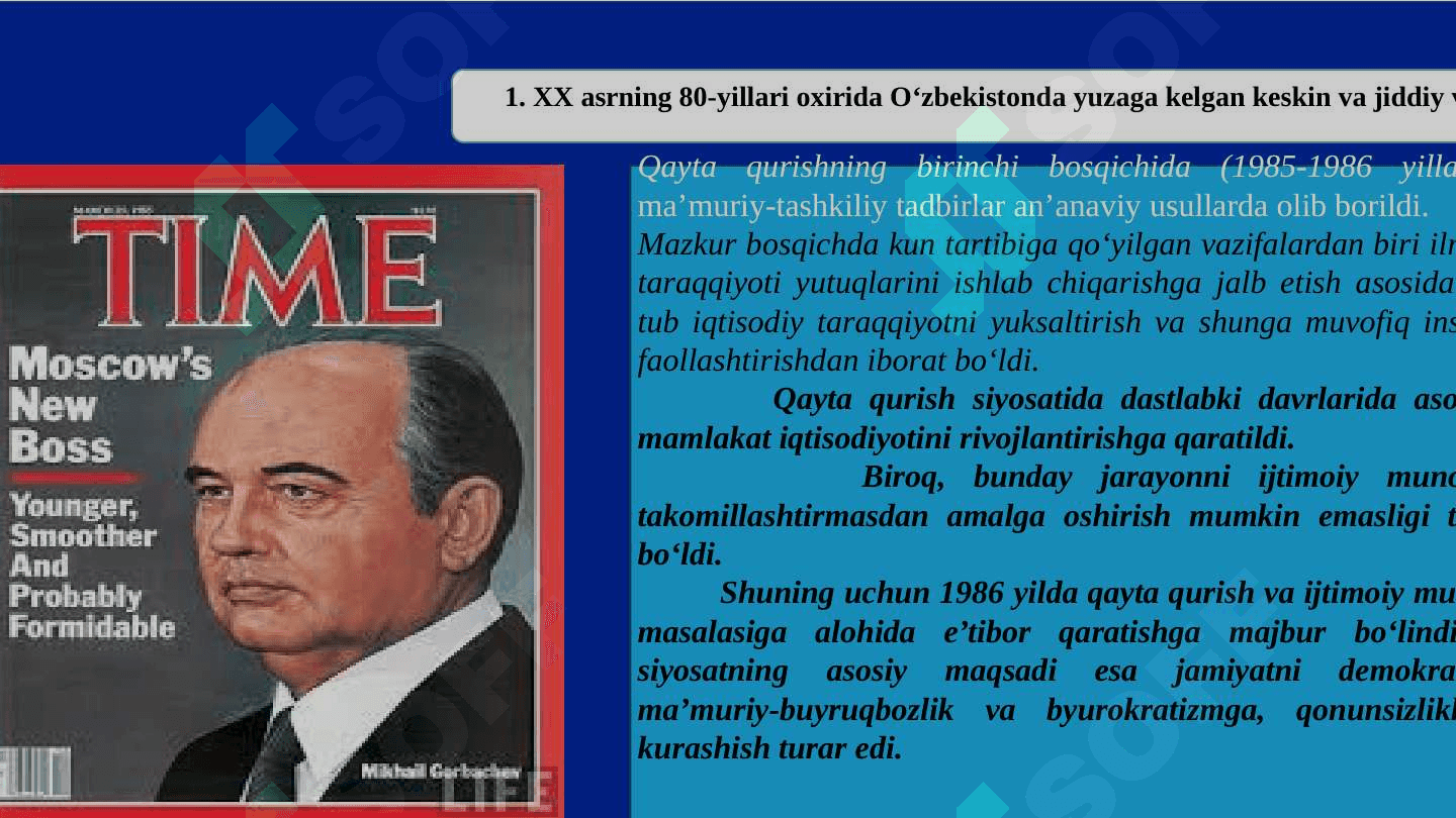 MUSTAQILLIKKA ERISHISH ARAFASIDA O‘ZBEKISTONDAGI IJTIMOIY-SIYOSIY JARAYONLAR 3