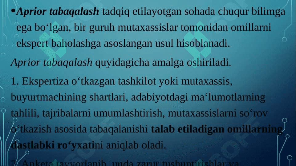 Qarorni ishlab chiqishda va holatlarni baholashda turli usullarni va o‘xshatishli (imitastiya) modellashtirish hamda ishbilarmonlar o‘yinlarini qo‘llash 6