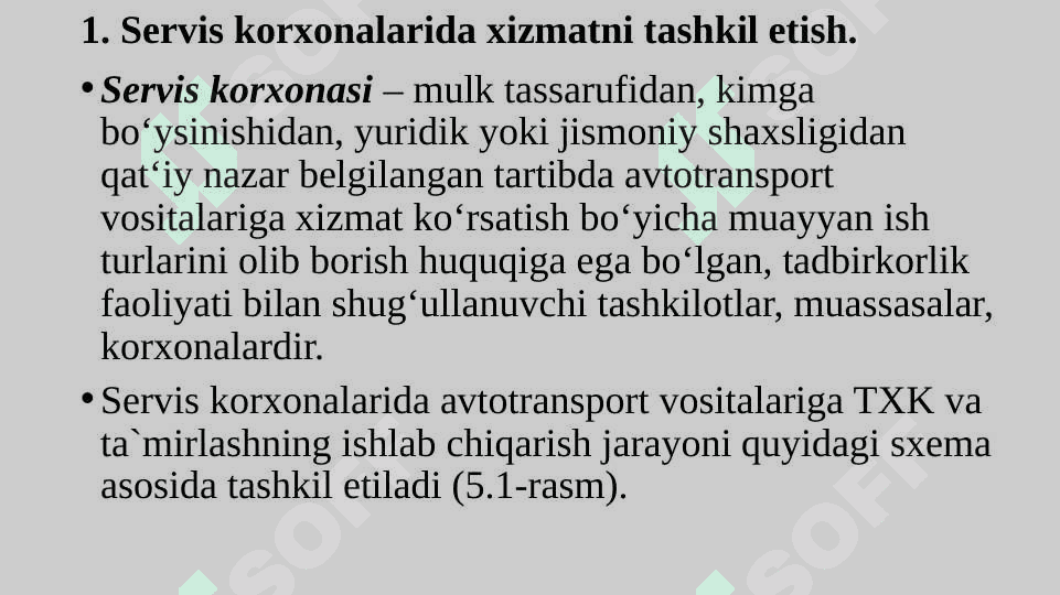 Servis korxonalarida xizmatni tashkil etish, sertifikatlash. 3