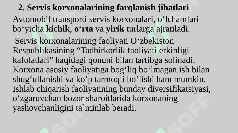 Servis korxonalarida xizmatni tashkil etish, sertifikatlash. 7