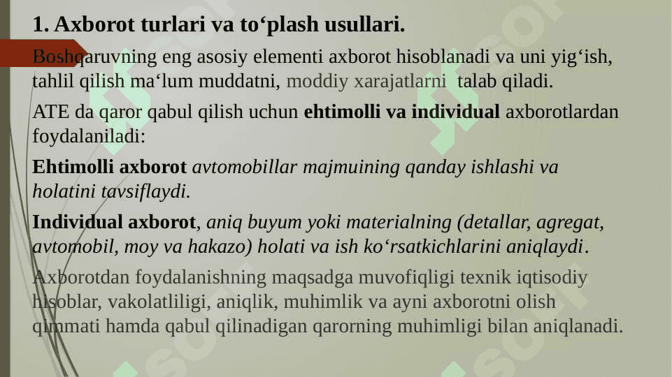Texnik tizimlarni axborot bilan ta’minlash va ularni boshqarishda qo‘llaniladigan xujjatlar va xujjatlarni yuritish 2
