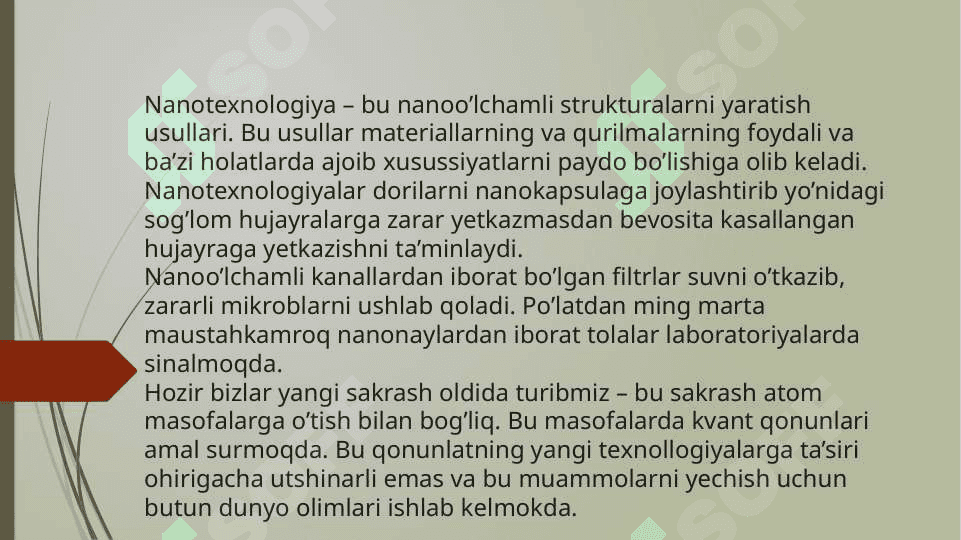 NANO  O’LCHAMLI  KLASTERLAR  VA  KRISTALLAR NANOTEXNOLGIYALAR 4
