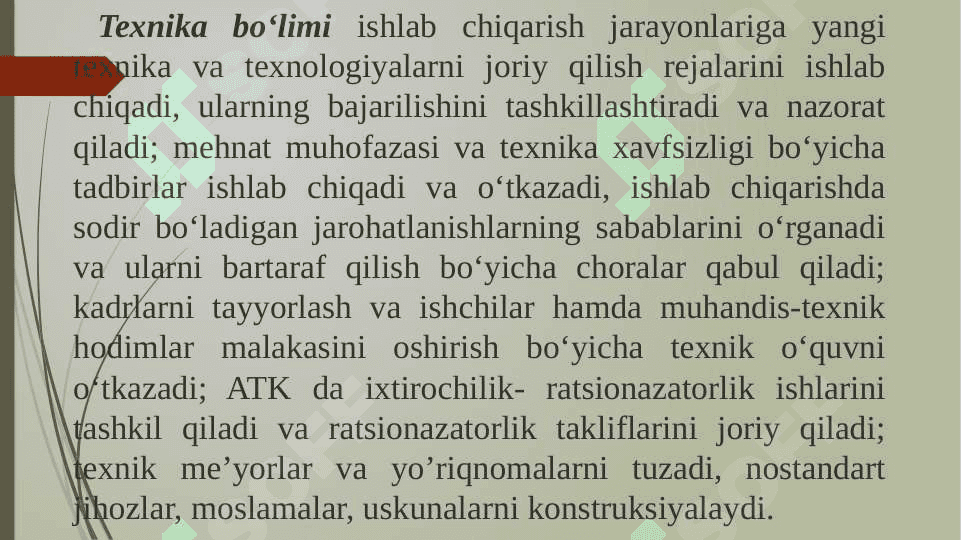 Texnik tizimlarning ishlab chiqarish tarkiblari va ularga ta’sir etuvchi omillar 8