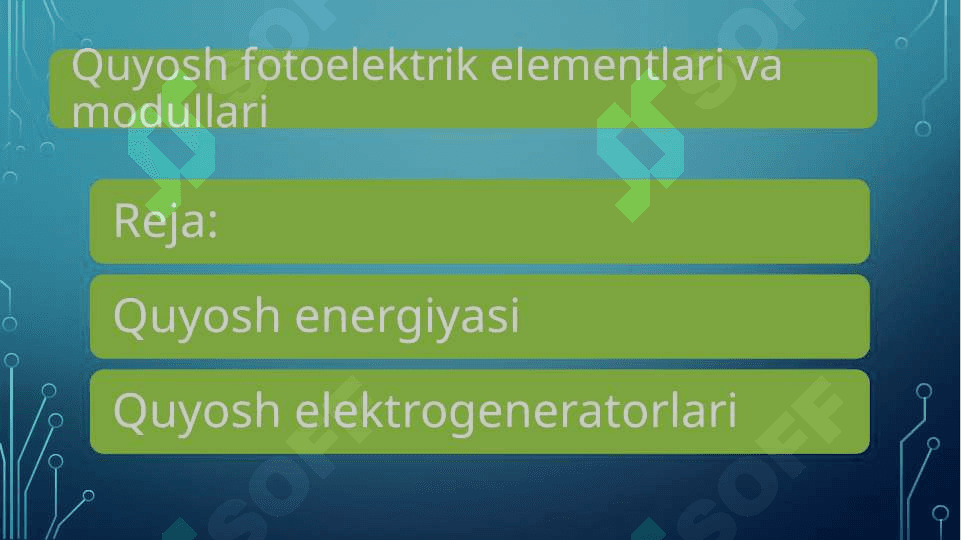 Quyosh fotoelektrik elementlari va modullari 2