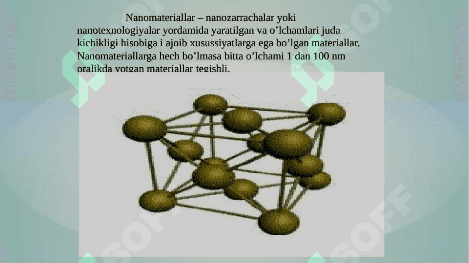 Nanoo’lchamli  klasterlar va kristallar.  Nanotexnologiya 3