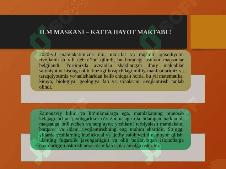 Ilm maskani katta hayot maktabi! 2