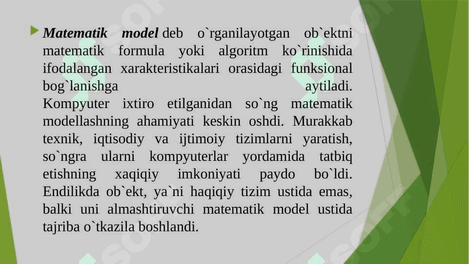 Matematik modellashtirish, sonli tahlil usullarini tizimlarda amalga oshirish. Hisobli experiment. 4