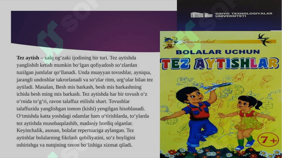 Tez aytishlarning janriy tasnifi 2