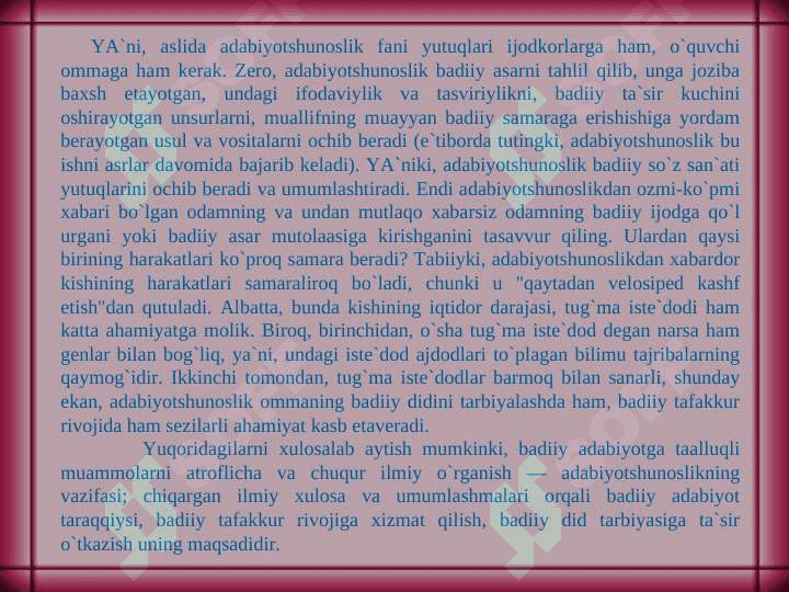 Adabiyotshunoslikning tarixiy tadrijini o’rganish 5