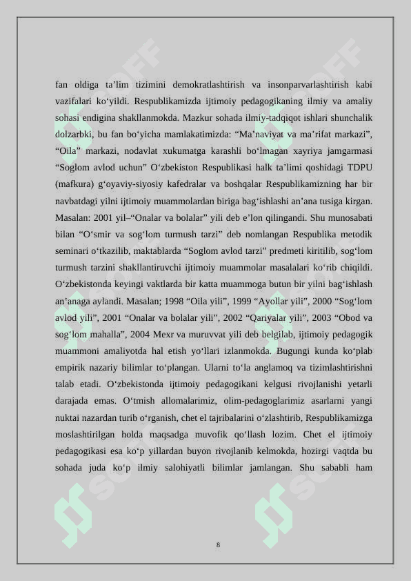 XX asr boshlarida ijtimoiy pedagogik faoliyat 8