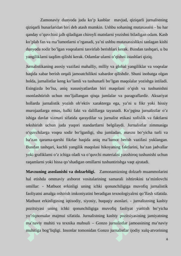 Gonzo – Jahon jurnalistikasining yangi ko’rinishi sifatida 6