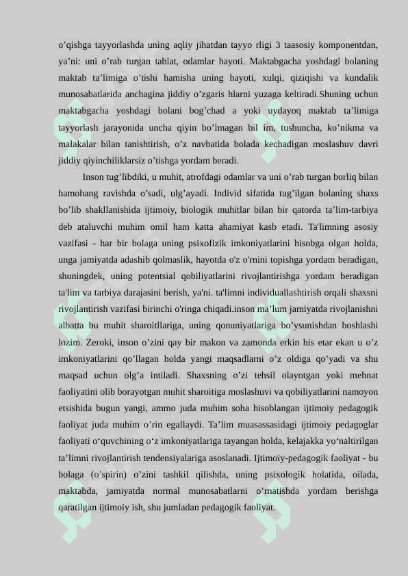 MAKTABDAGI TARBIYA YOSHIDAGI BOLALAR BILAN OLIB BORILAYOTGAN IJTIMIY PEDAGOGIK FAOLIYAT 5