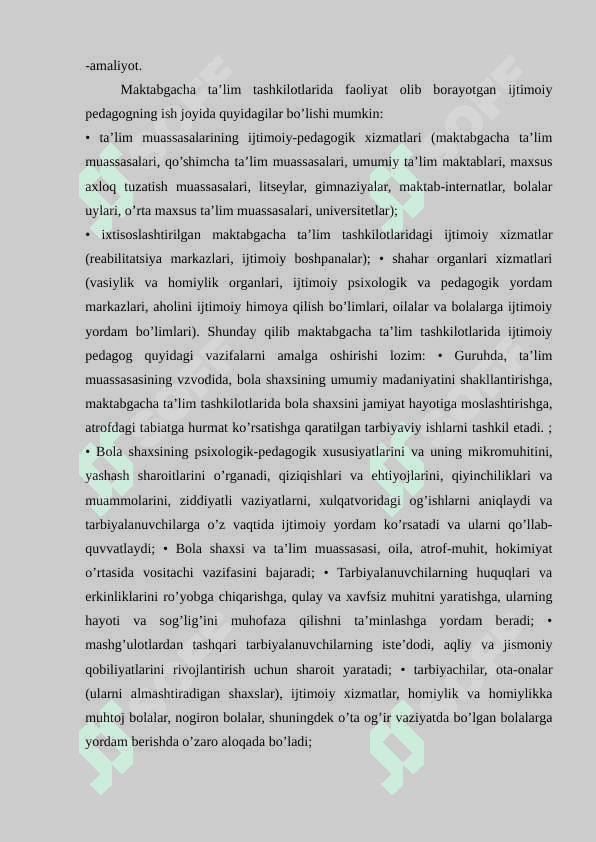 MAKTABDAGI TARBIYA YOSHIDAGI BOLALAR BILAN OLIB BORILAYOTGAN IJTIMIY PEDAGOGIK FAOLIYAT 8