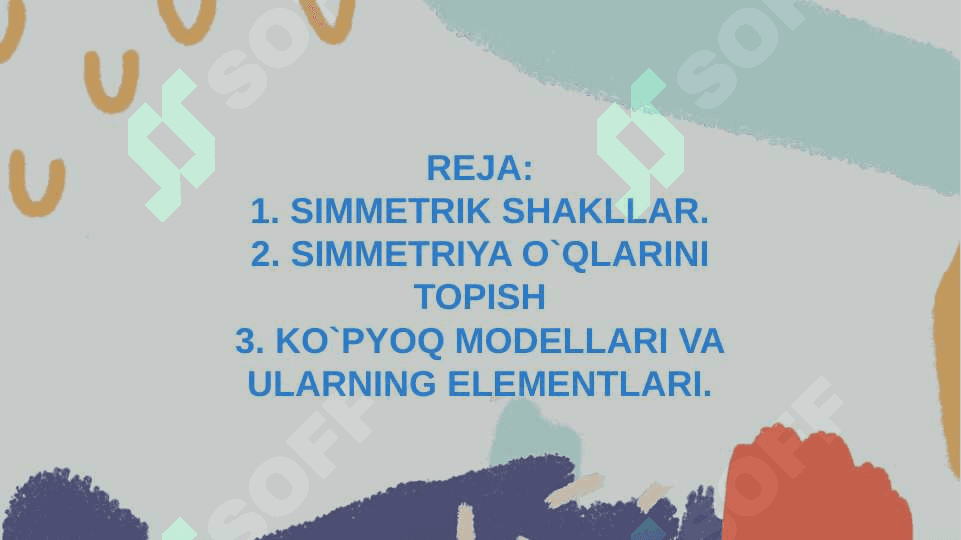 Simmetrik shakllari . Simmetriya o'qlarini topish . Ko'pyoq modellari va ularning  elementlari 2