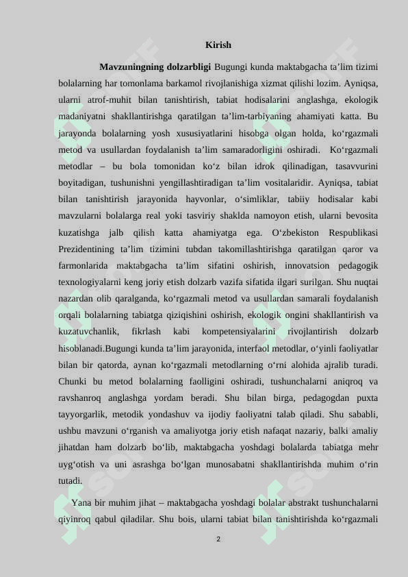 Tabiat bilan tanishtirishda koʻrgazmali metod va usullarining oʻziga xosligi 2