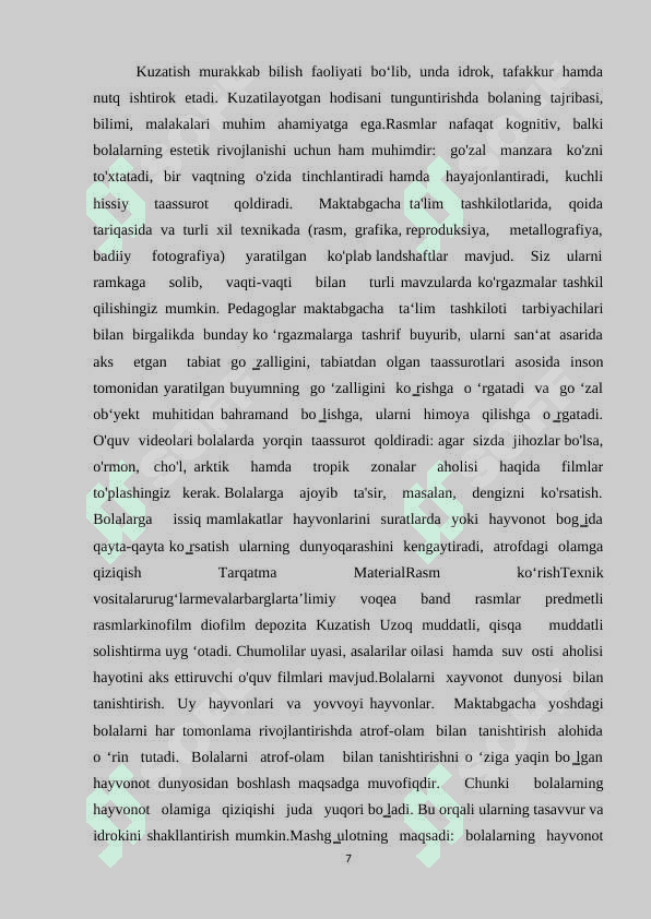 Tabiat bilan tanishtirishda koʻrgazmali metod va usullarining oʻziga xosligi 7