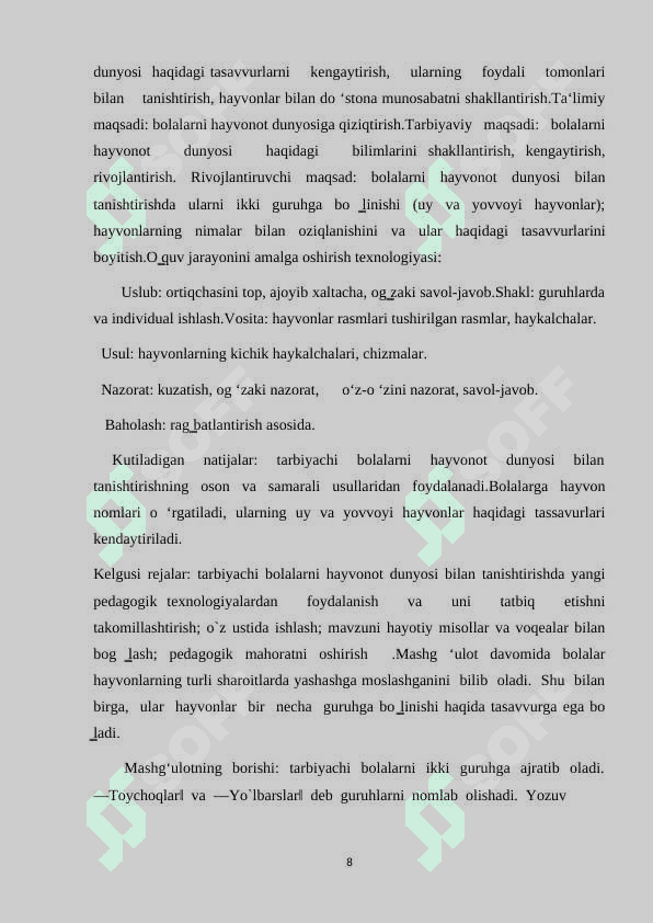 Tabiat bilan tanishtirishda koʻrgazmali metod va usullarining oʻziga xosligi 8