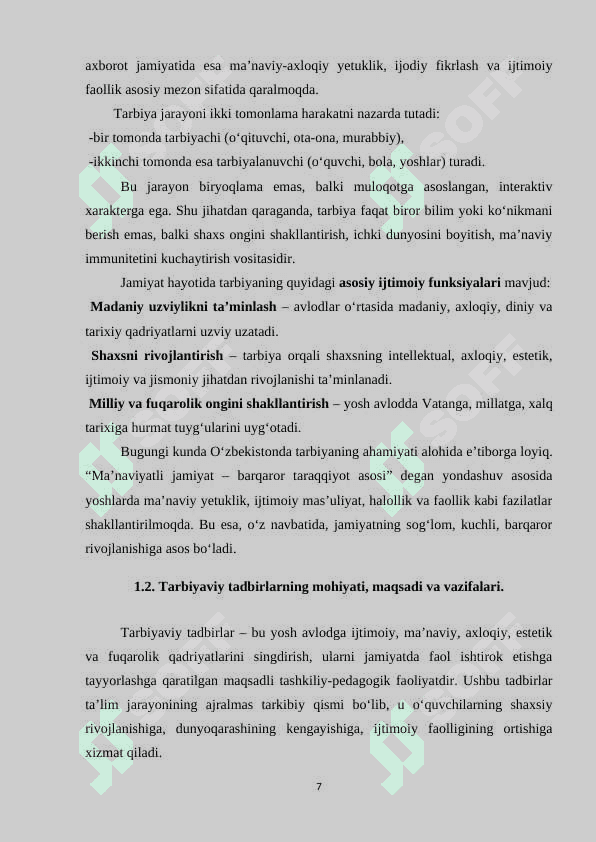 TARBIYAVIY TADBIRLARNING SHAXS FAOLLIGINI OSHIRISHDAGI AHAMIYATI 7