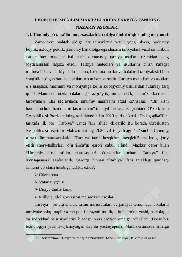 Umumta'lim maktablarida yuqori sinflarida tarbiya fanidagi burch va ma'suliyatlar 5