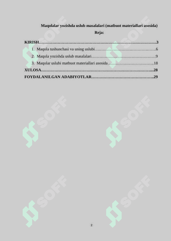 MAQOLALAR YOZISHDA USLUB MASALALARI (MATBUOT MATERIALLARI ASOSIDA) 2