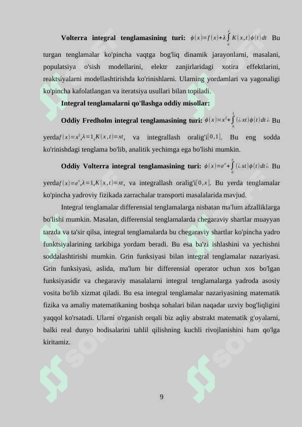 Integral tenglamalarni rezolventa usulida yechish 7