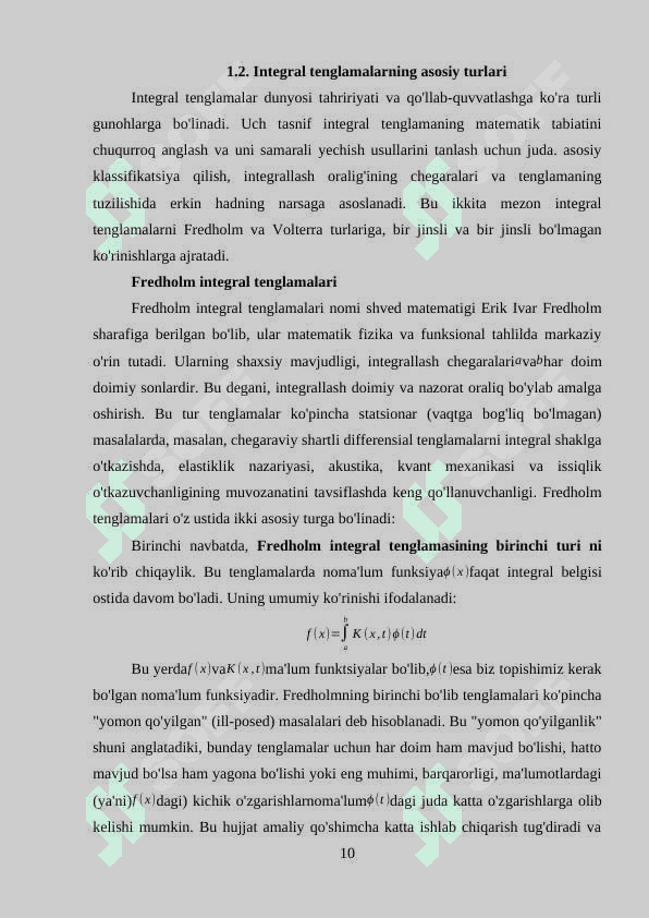 Integral tenglamalarni rezolventa usulida yechish 8