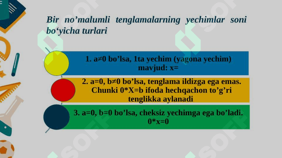 Bir noma’lumli chiziqli tenglamalar 4
