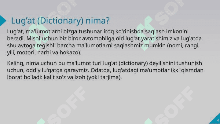 Pythonda lug‘atlar bilan ishlash 4