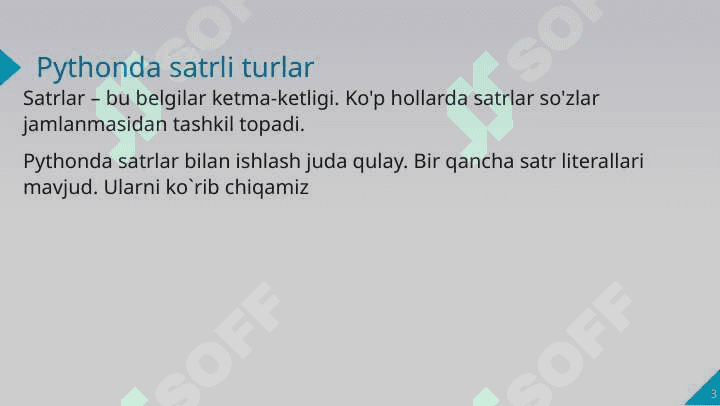 Pythonda satrlar bilan ishlash 3