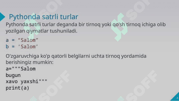 Pythonda satrlar bilan ishlash 4