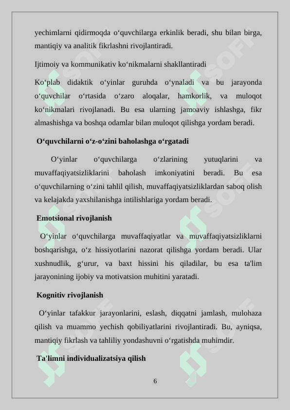 Fizika o’qitish jarayonida didaktik oʻyinlardan foydalanish. 6