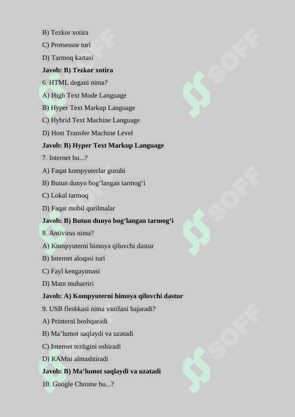 ARGOS TEST SAVOLLARI – 2025 2