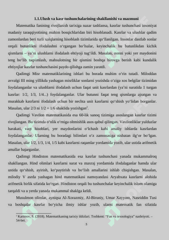 ULUSH VA KASR, O’NLI KASR MAVZUSINI O’RGATISHDA KO’RGAZMALI QURULLARDAN FOYDALANISH. 5