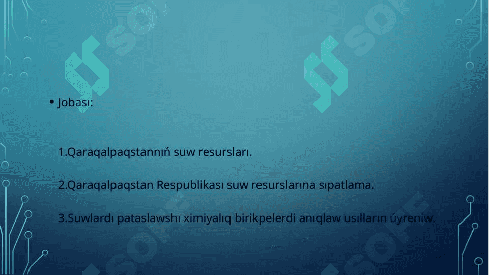 Suw Mashqalalarınıń ǴXQ larında sáwleleniwi 2