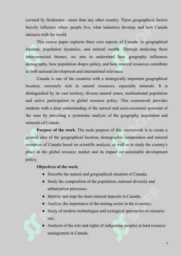 Canada's geographical location, people, and mineral resources 3