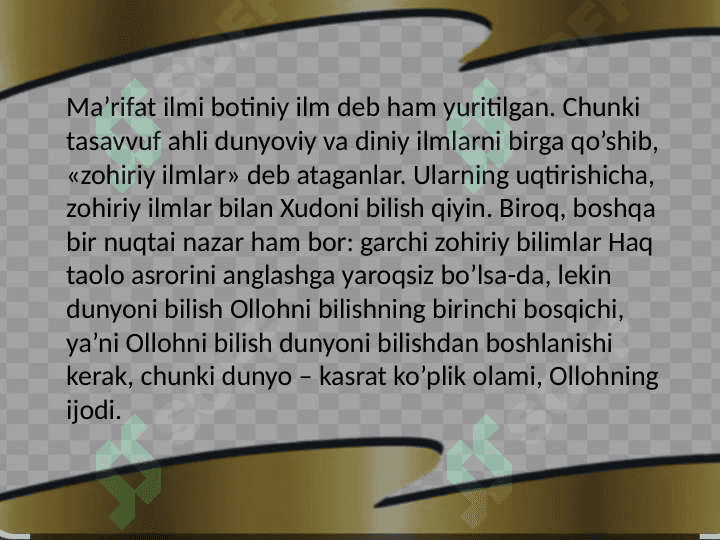 Mavzu Ma'rifat va haqiqat.Tasavvuf silsilalari 4