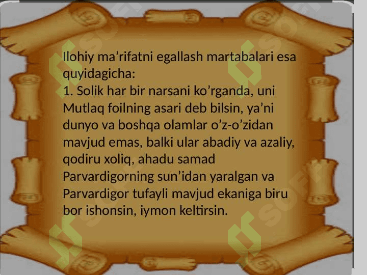 Mavzu Ma'rifat va haqiqat.Tasavvuf silsilalari 7